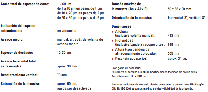  Especificaciones Tecnicas Microtomo RM2235 