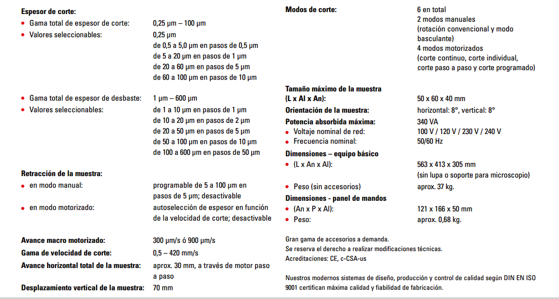 Especificaciones Tecnicas Microtomo RM2265 Leica  Especificaciones Tecnicas Microtomo RM2265